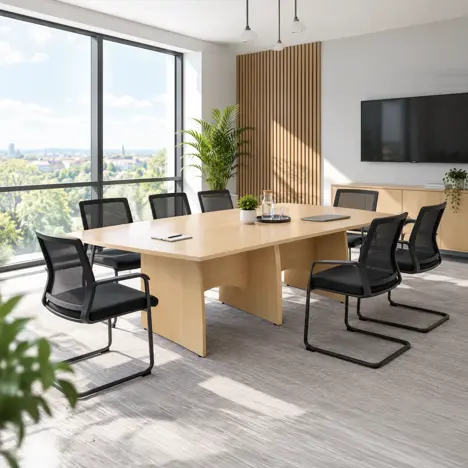 Platinum Range Conference Tables 25mm Top - Shaped Modesty Panel and Panel End Legs